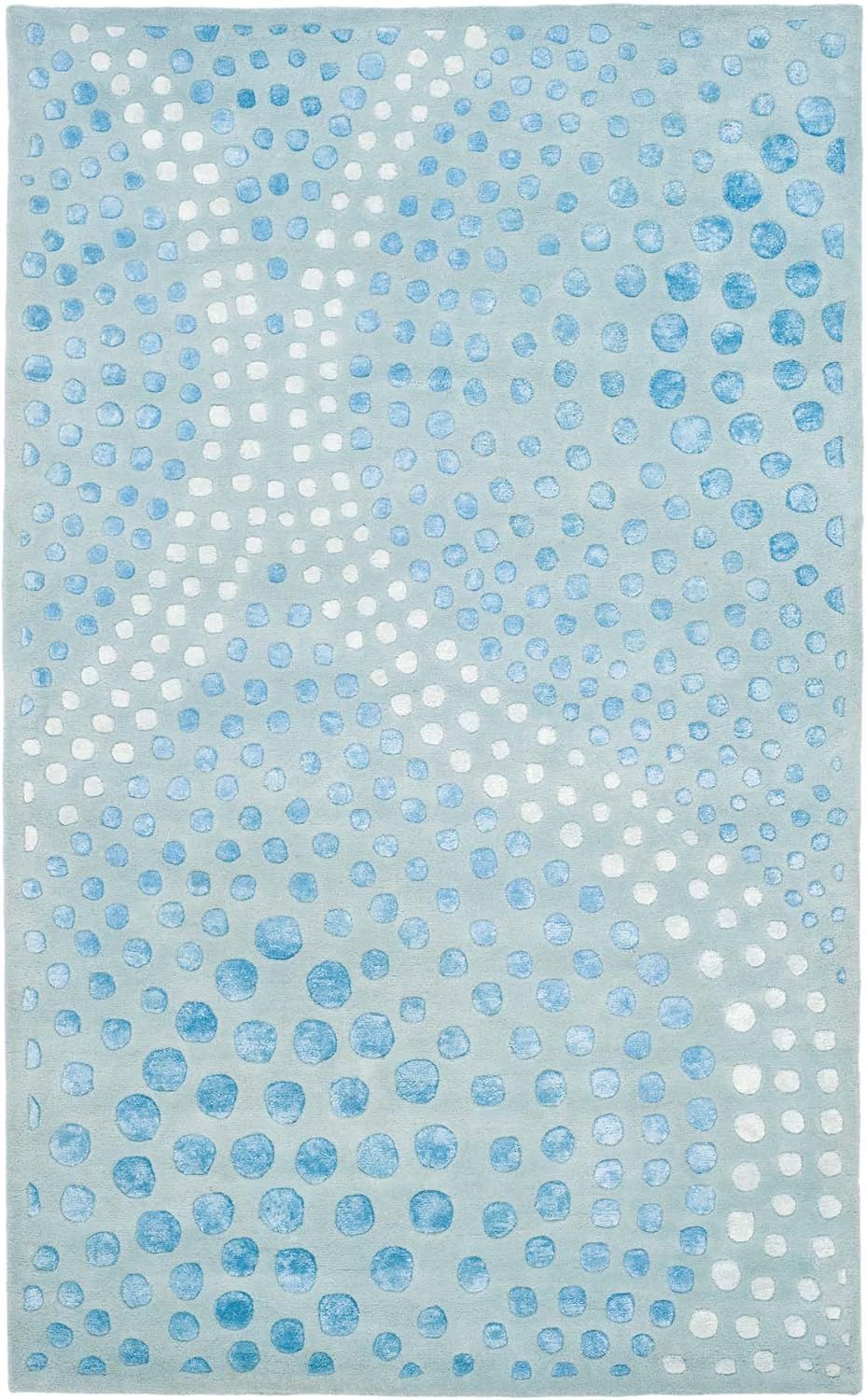 Light Blue Wool and Viscose Tufted Handmade Rug, 2' x 3'