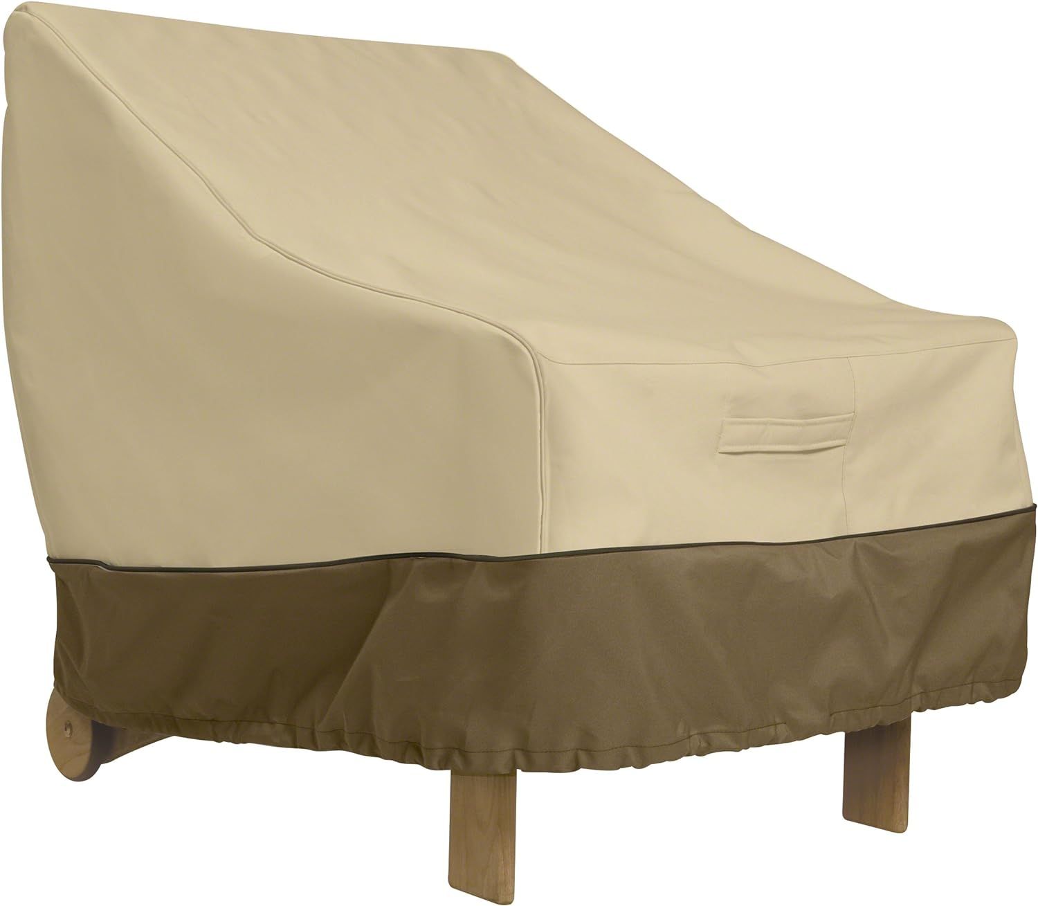 Tan and Brown Water-Resistant Patio Chair Cover with Elastic Closure