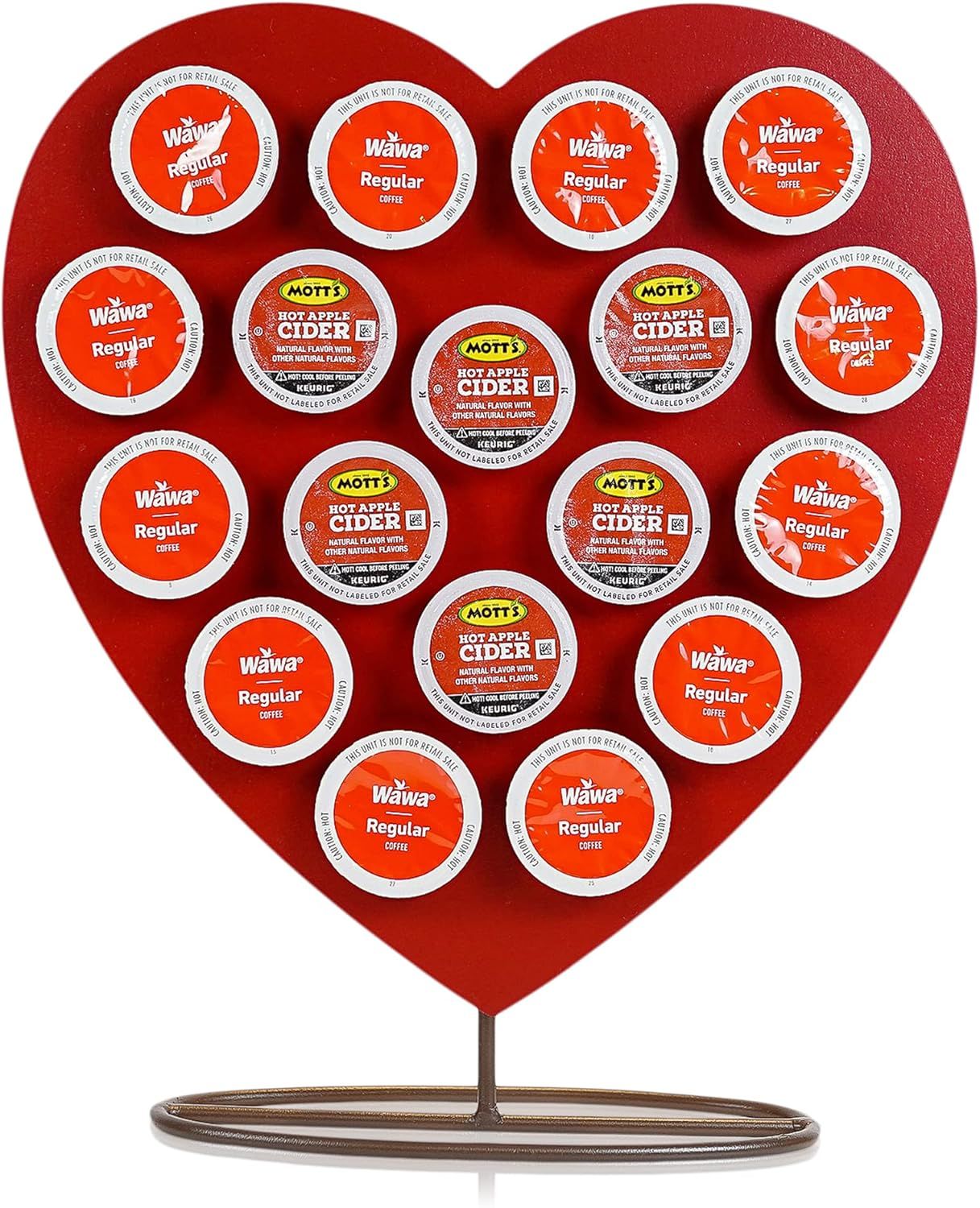 Red Heart Shaped Countertop Coffee Pod Holder for 18 K-Cups