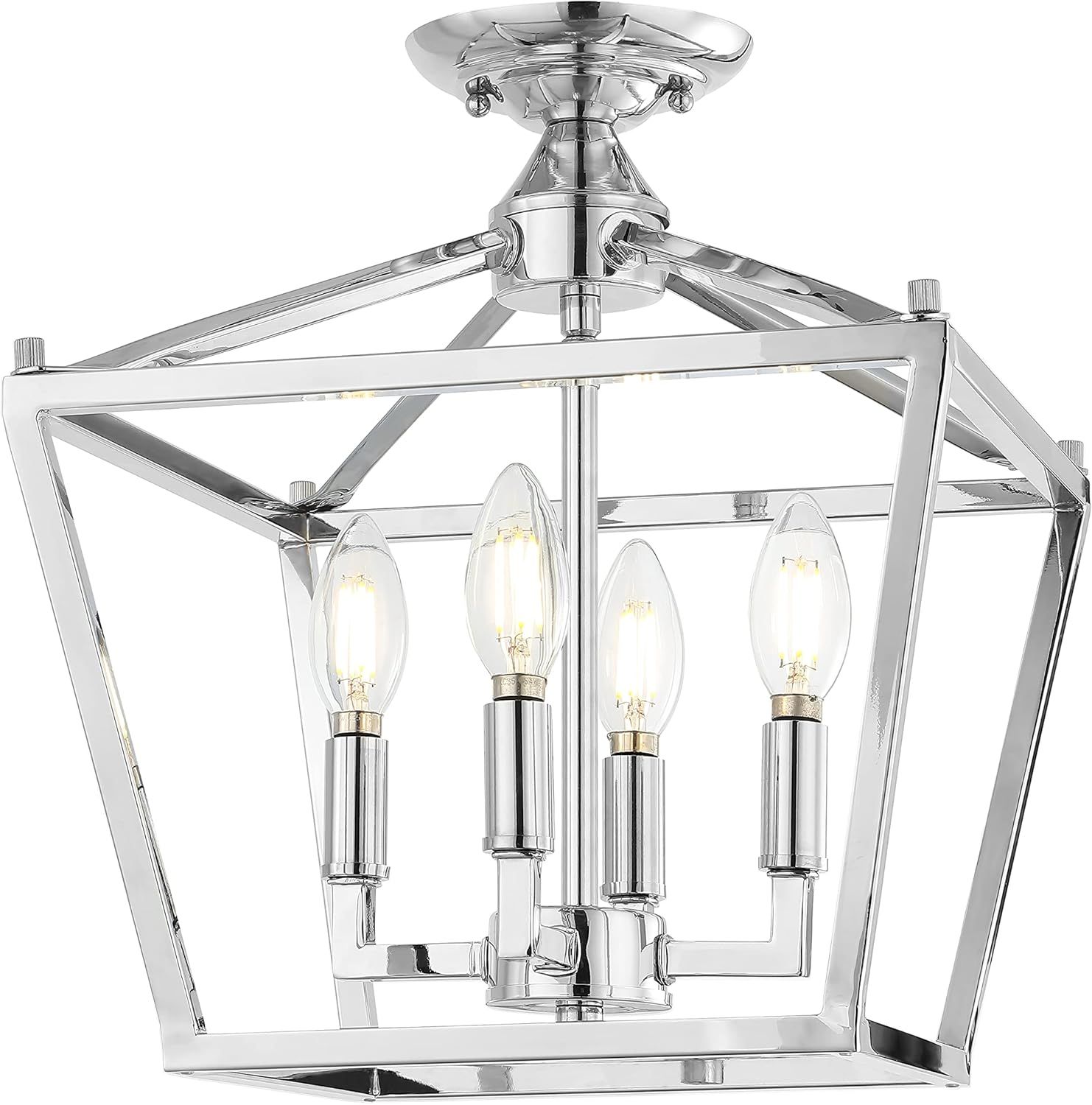 Elegant Chrome and Glass 12" Modern LED Flush Mount Ceiling Light