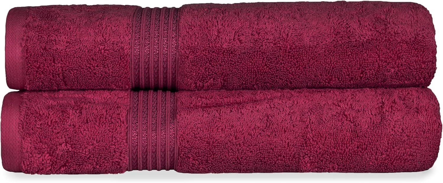 Oversized Burgundy Egyptian Cotton Bath Sheet Set