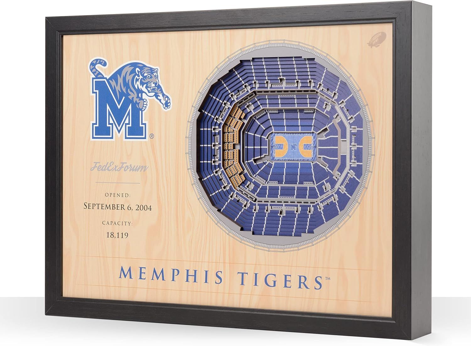 Memphis Tigers Blue and Beige 3D Stadium Wall Art