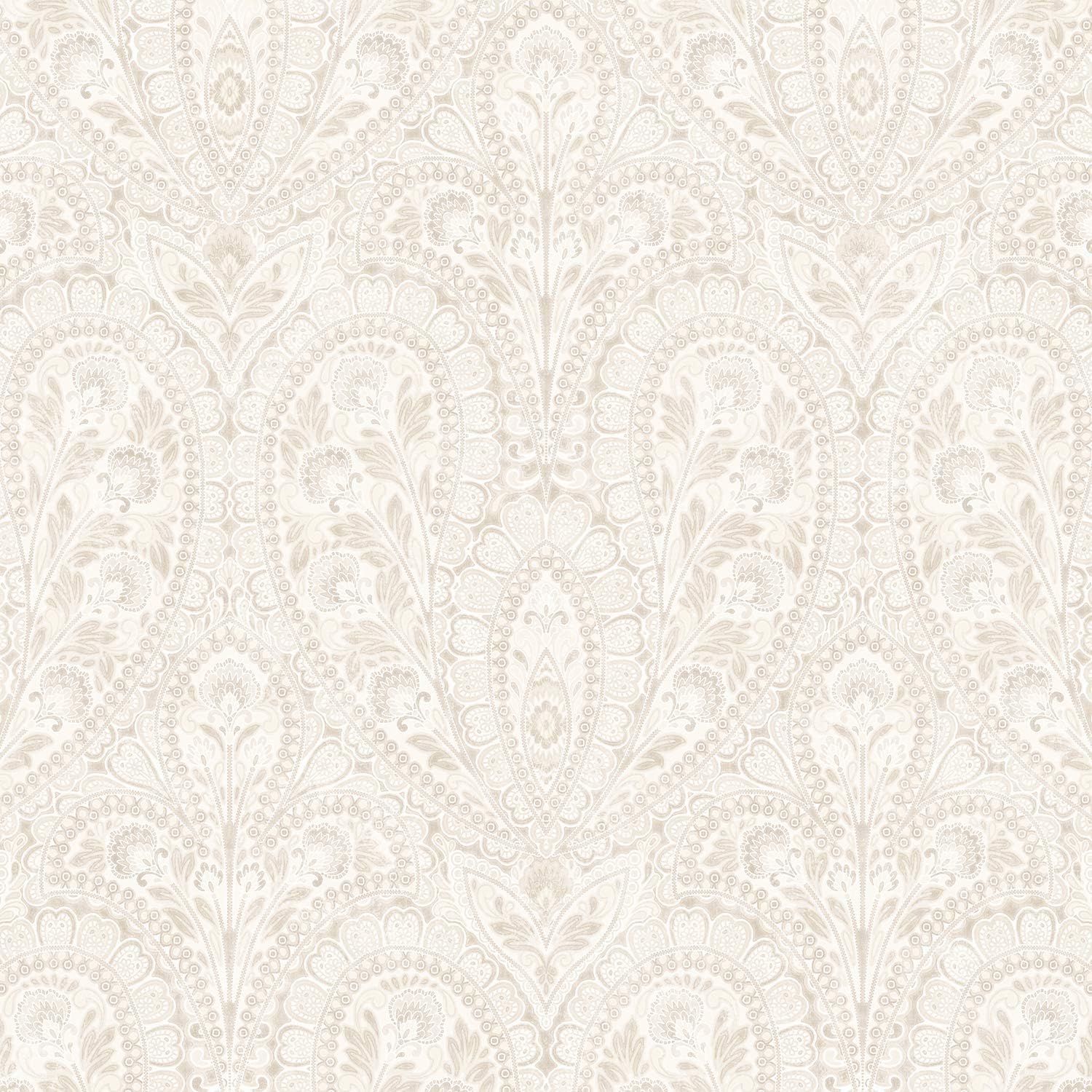 Beige and Vanilla Ornamental Paisley Pre-Pasted Wallpaper