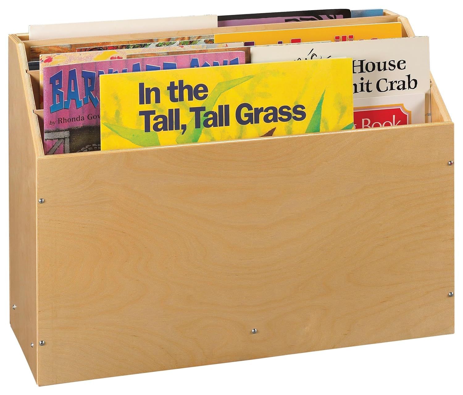 Birch Veneer Mobile Big Book Storage with 4 Compartments