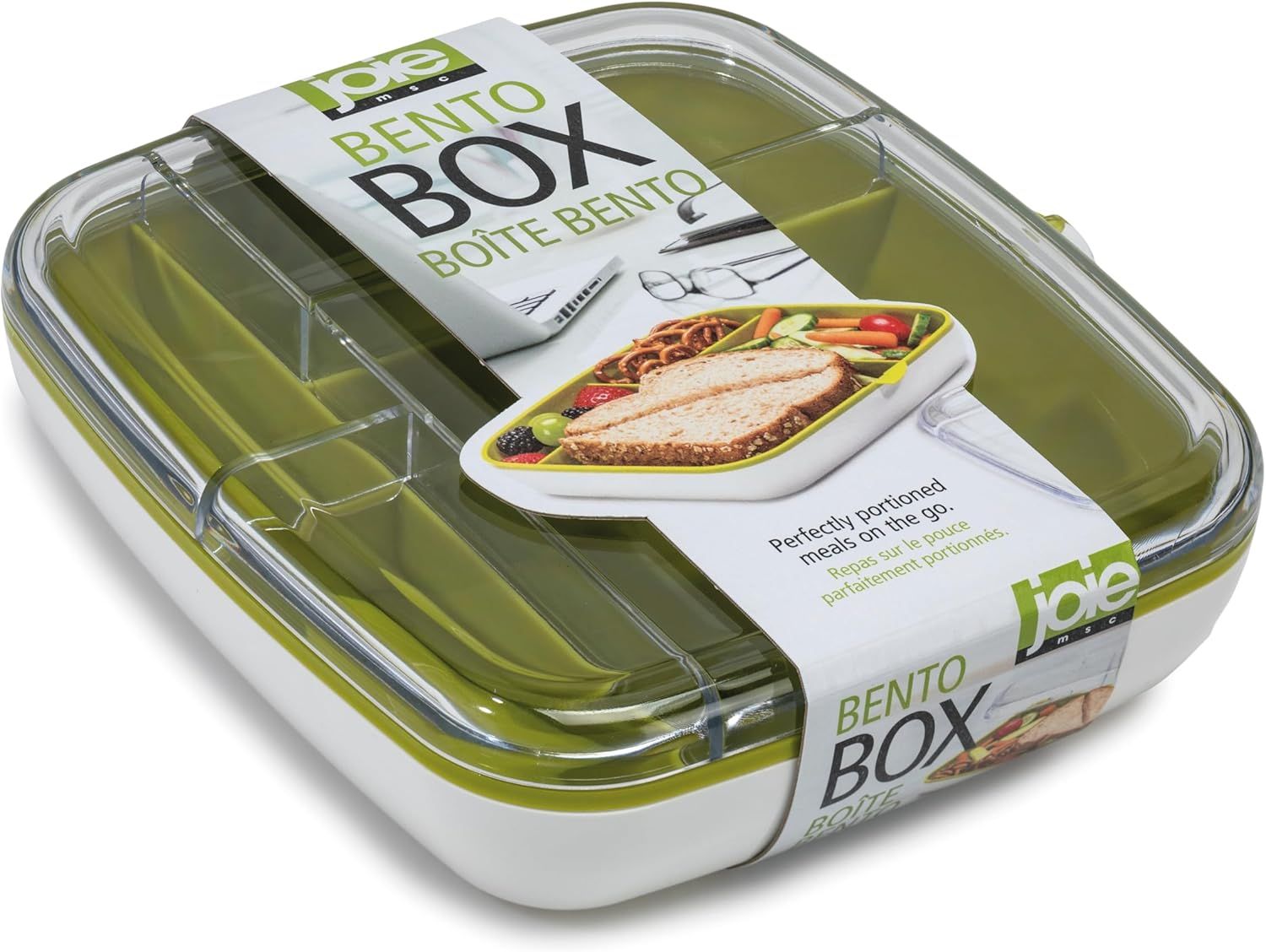 Joie 2-Liter White and Green Bento Box with Dividers