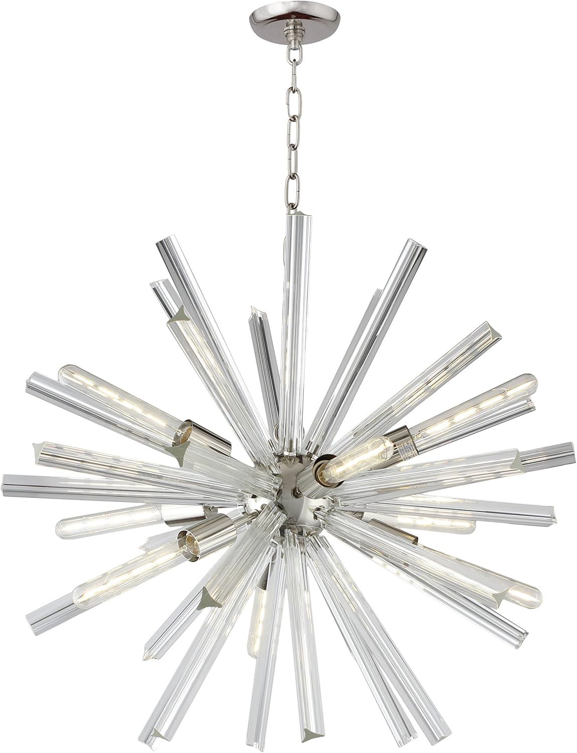 Polished Nickel 29" Sputnik Chandelier with Glass Accents