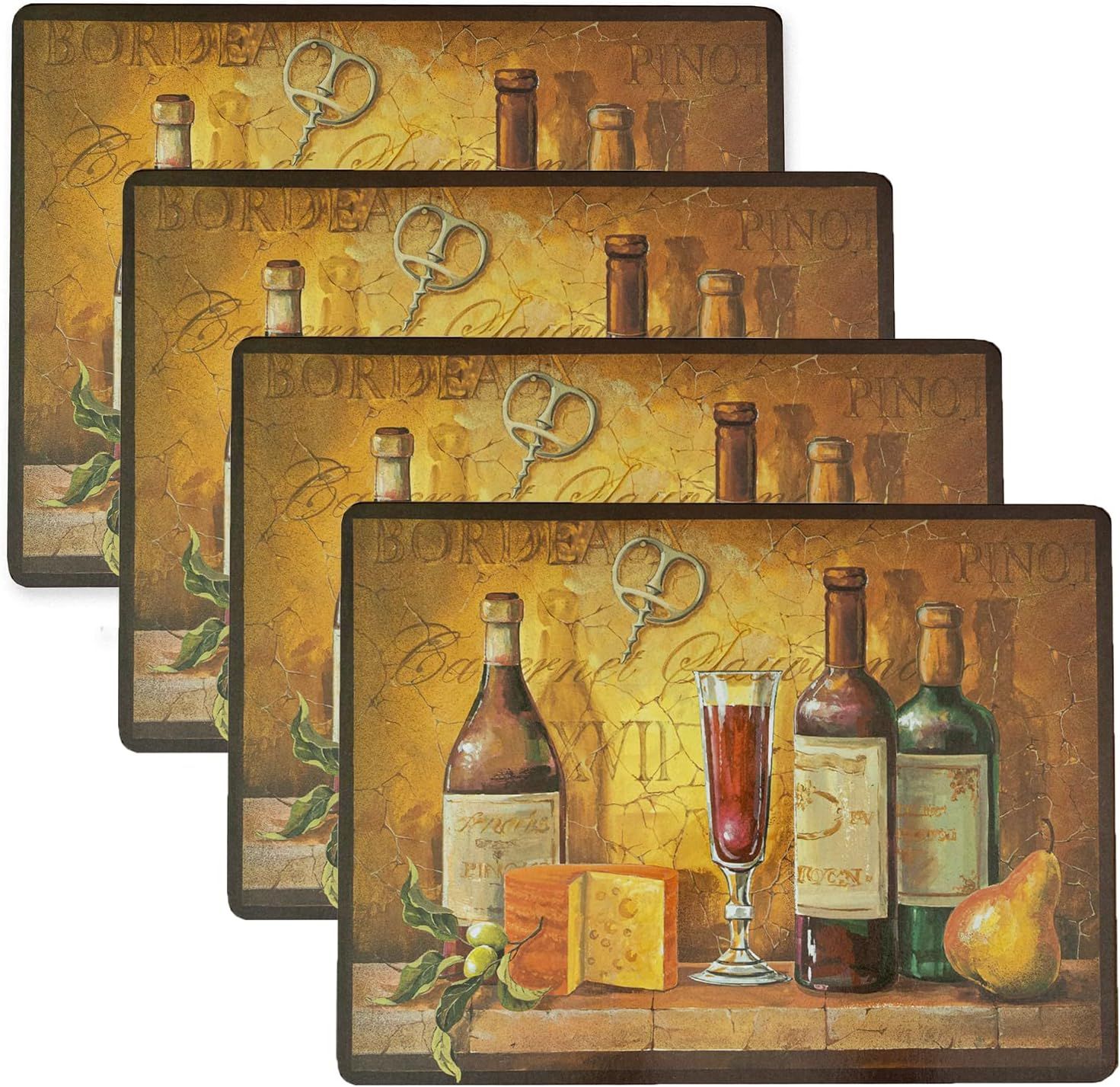 Elegant Hand-Painted Cork Placemats Set of 4