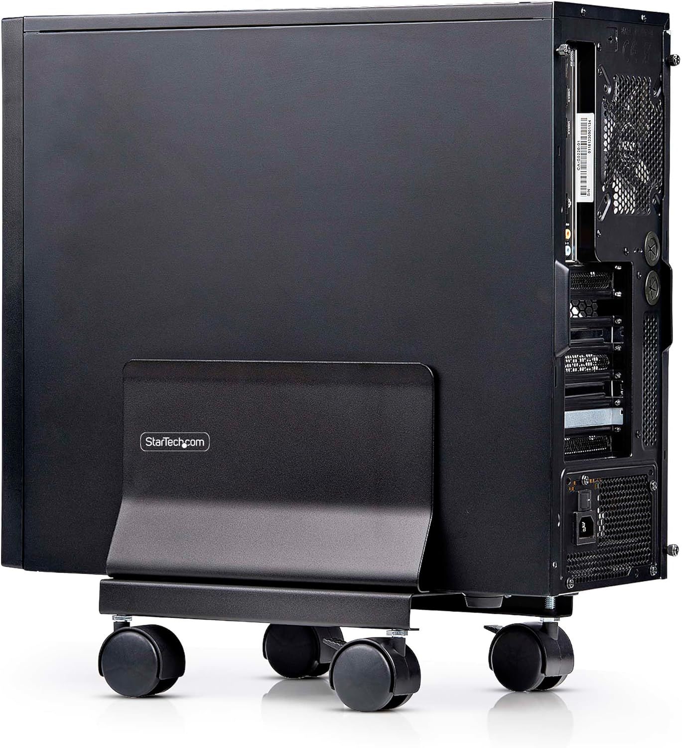 Adjustable Black Steel Computer Tower Cart with Wheels