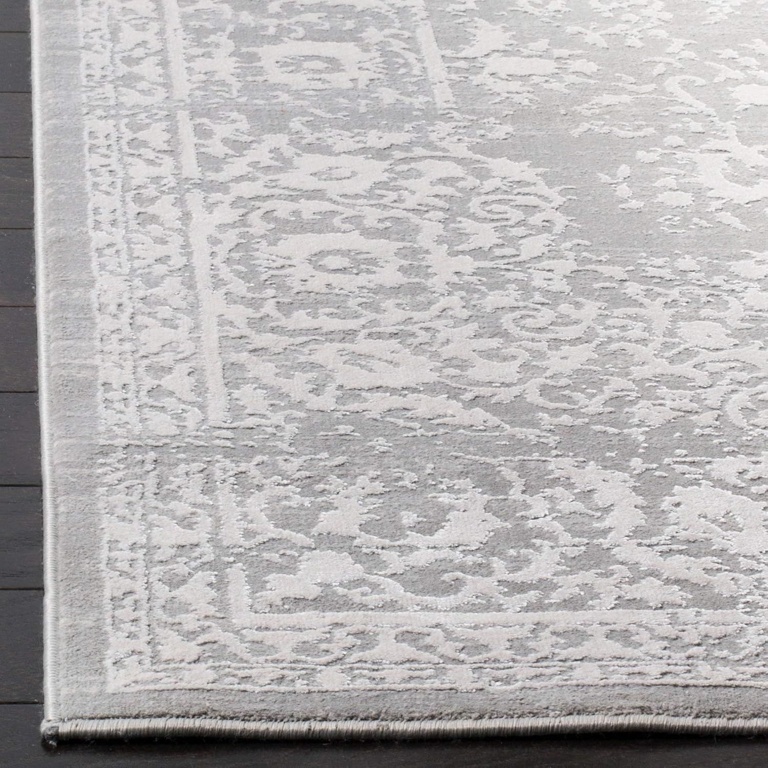 Elegant Grey and Beige Vintage Distressed 30" Accent Rug