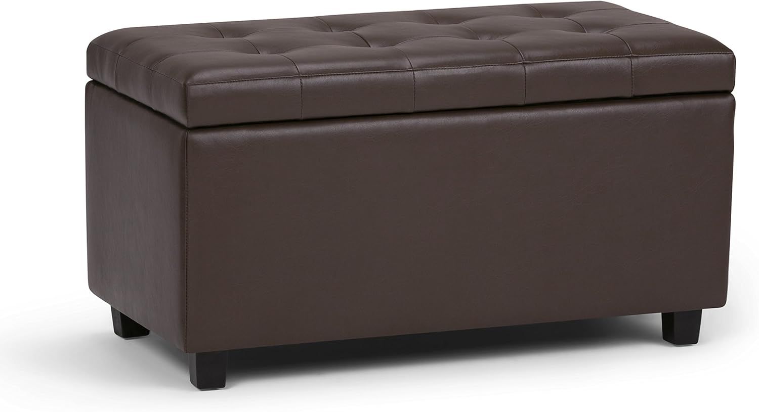 Cosmopolitan Chocolate Brown Tufted Faux Leather Storage Ottoman