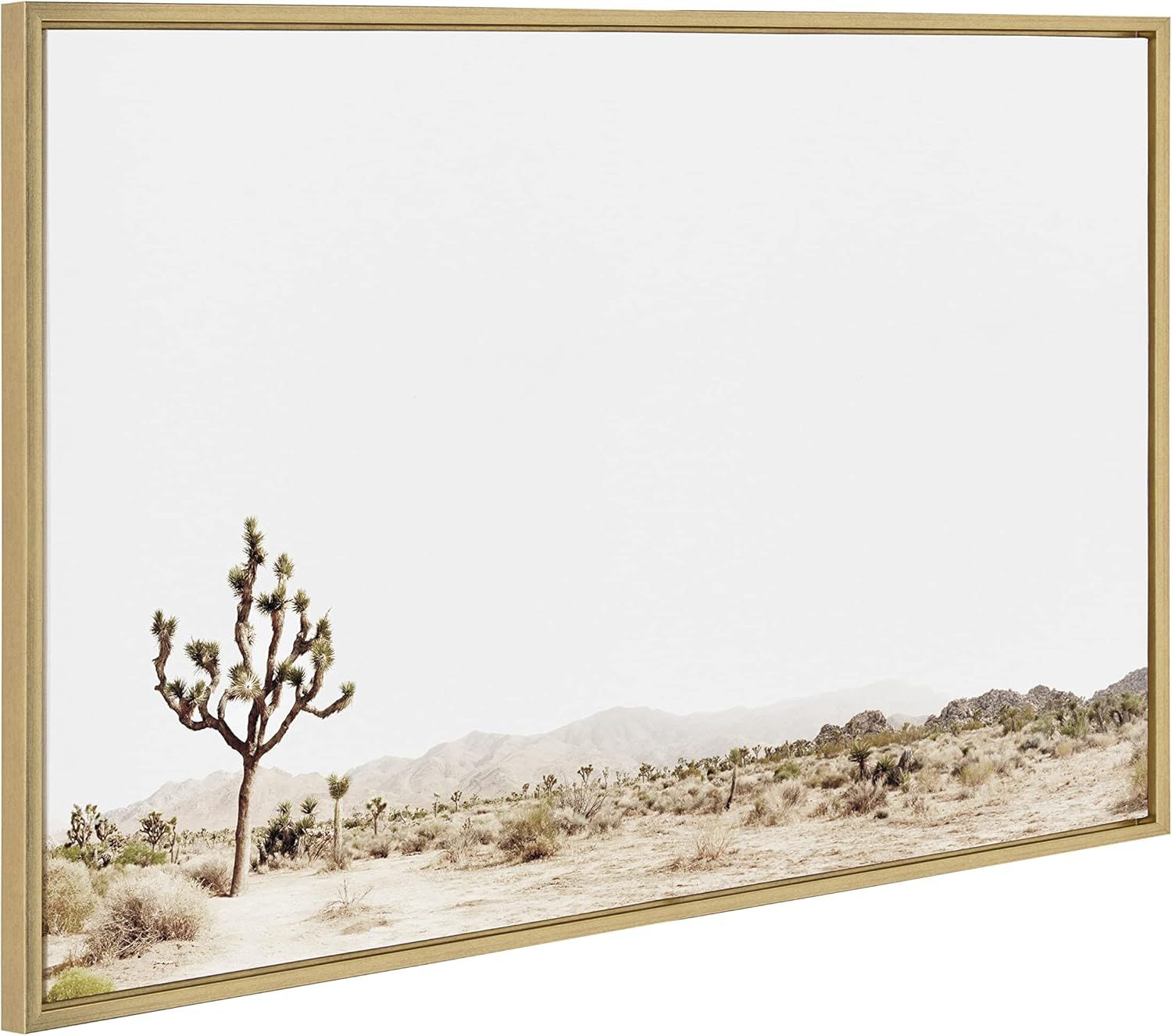 Minimalist Gold Framed Desert Landscape Canvas Print