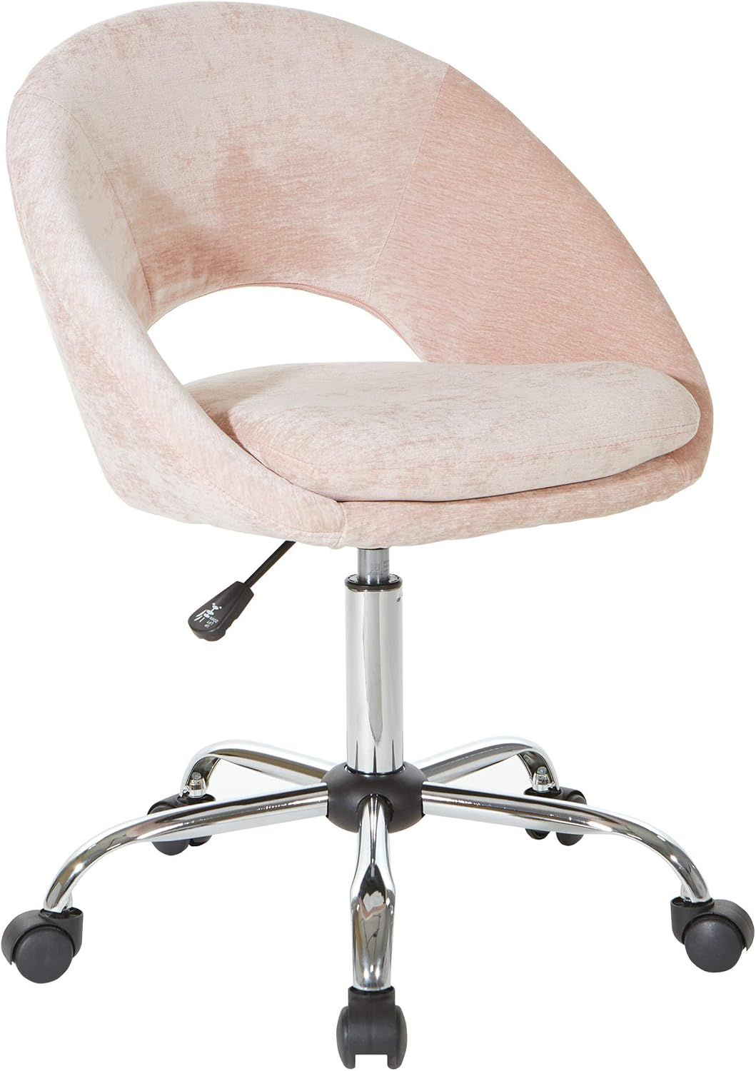 Blush Chrome Adjustable Swivel Office Chair with Padded Seat