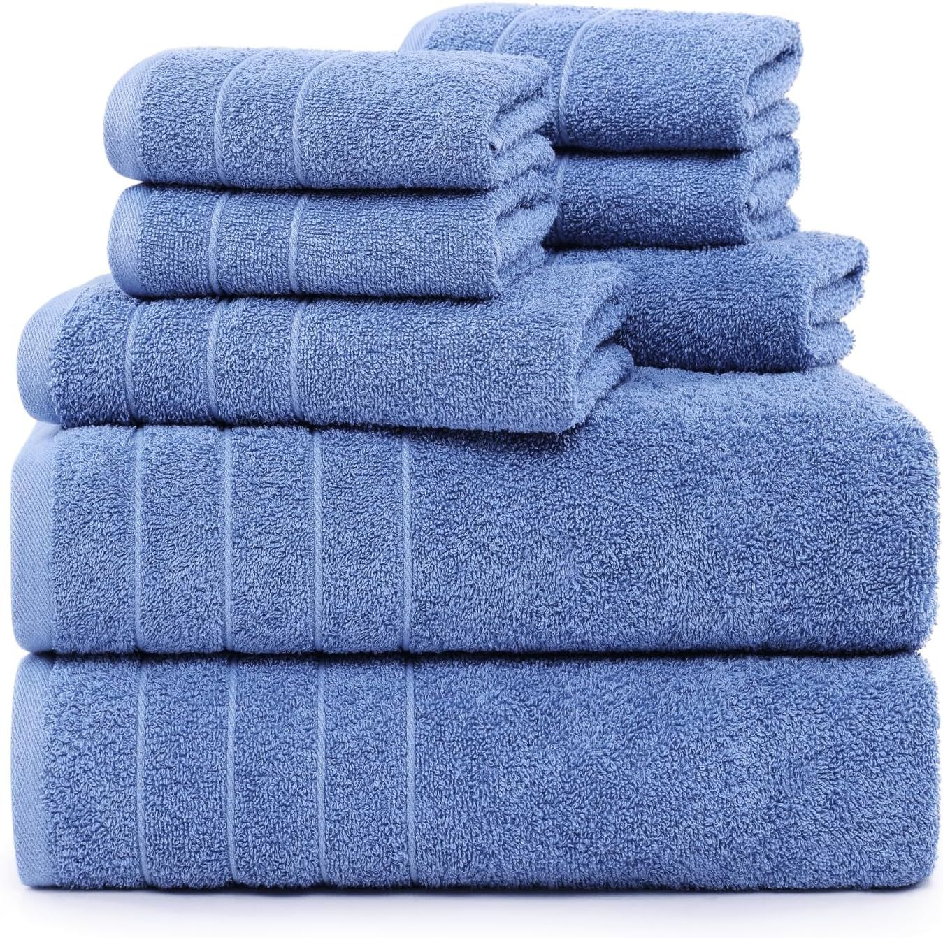 Cerulean Blue 8-Piece Cotton Towel Set