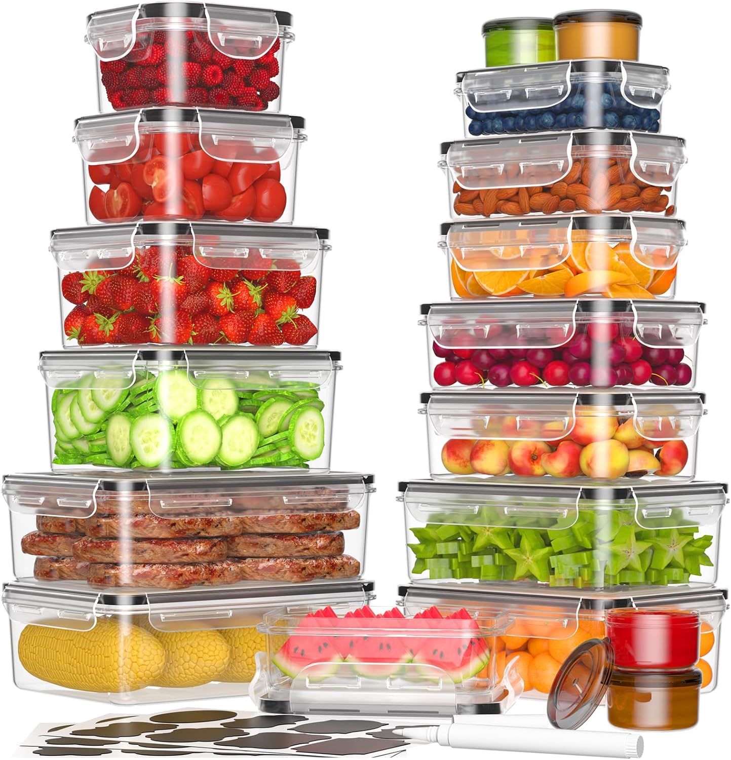 36-Piece BPA-Free Plastic Food Storage Container Set with Lids