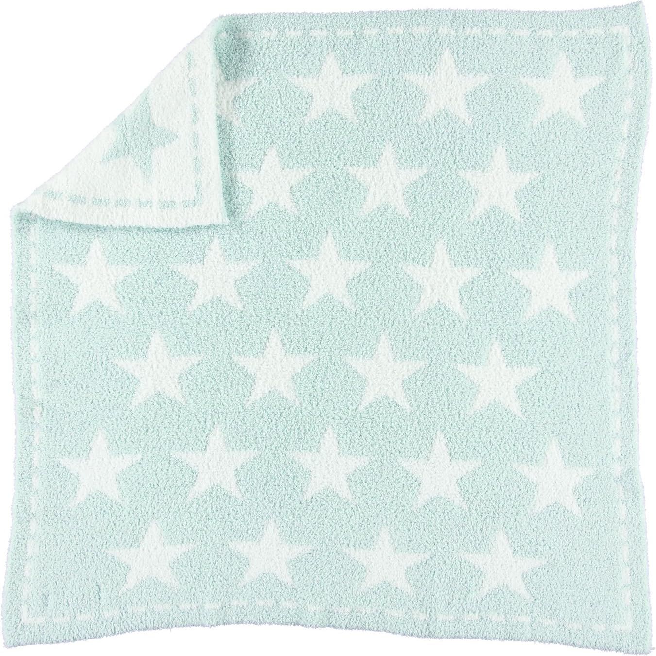 CozyChic Aqua Stars Knit Baby Receiving Blanket