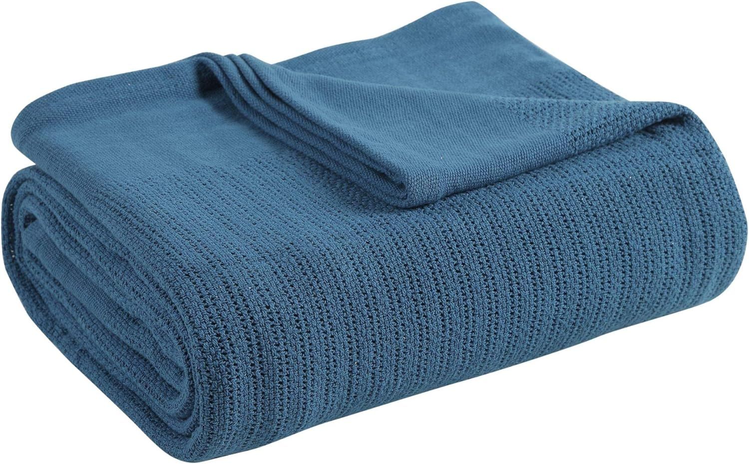 Fiesta Lapis Blue Thermal Weave 100% Cotton Twin Blanket