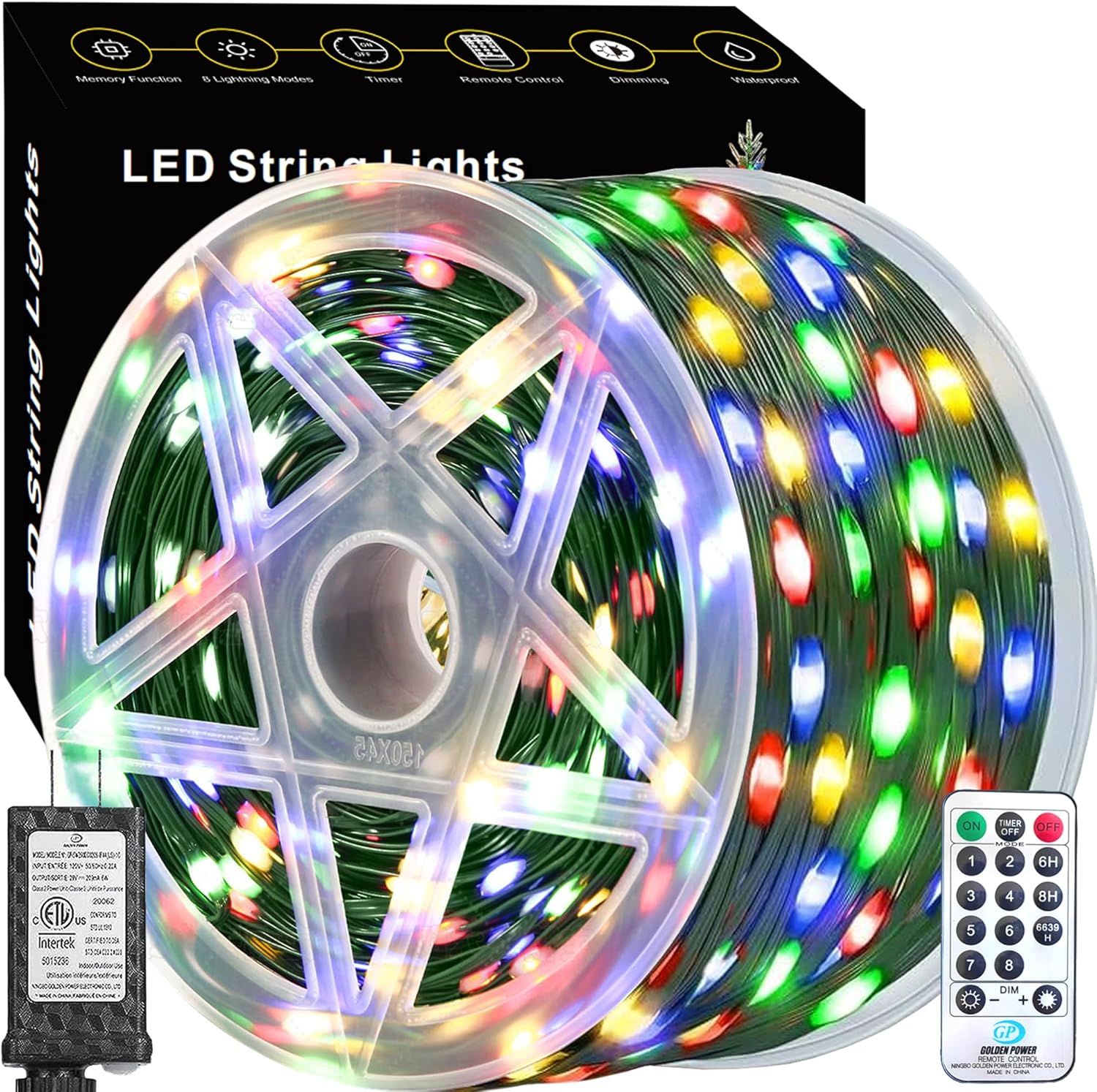 Multicolor 328FT LED Outdoor Christmas Tree Lights with Remote