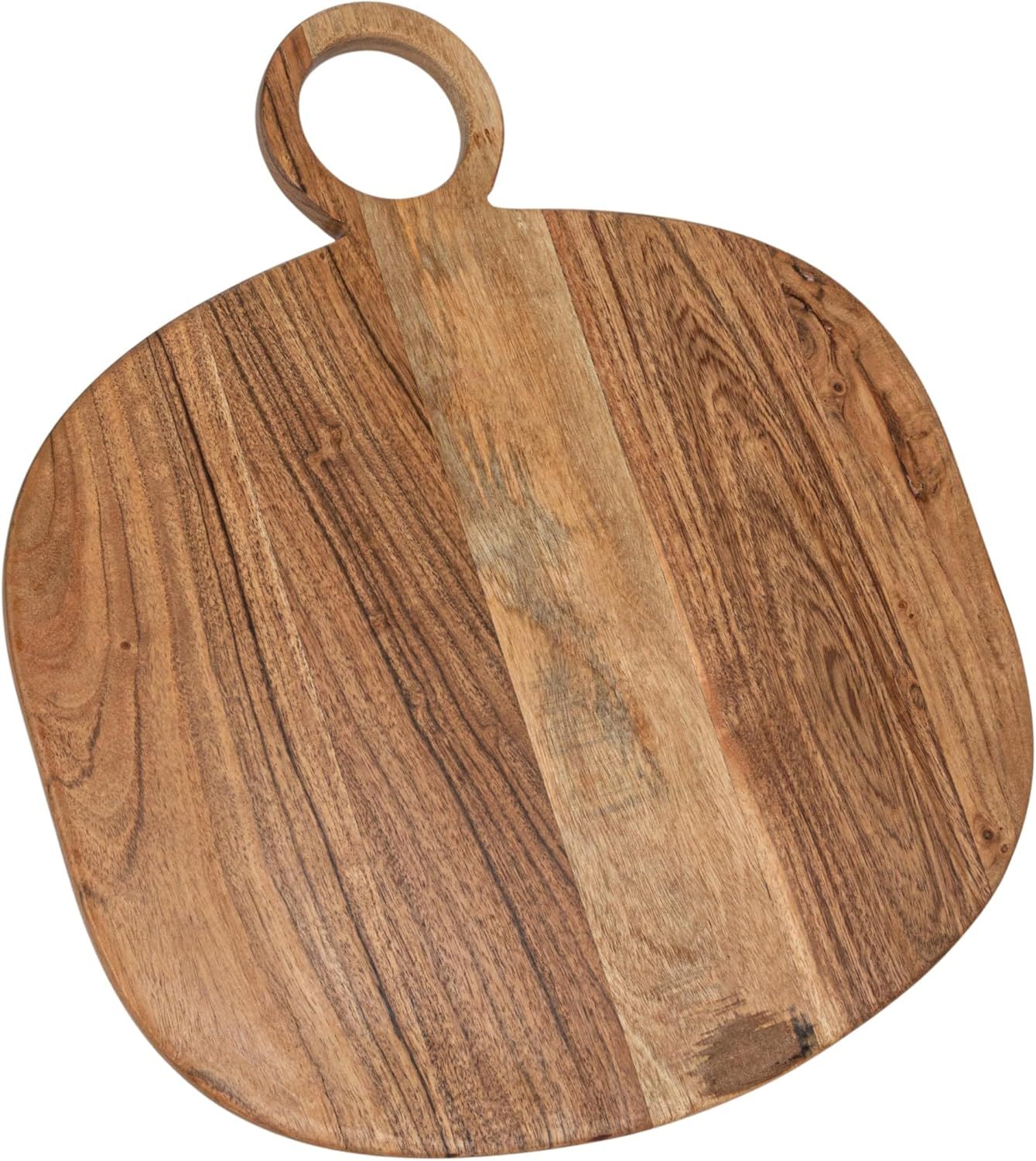 Natural Acacia Wood Oval Cheese Cutting Board with Handle