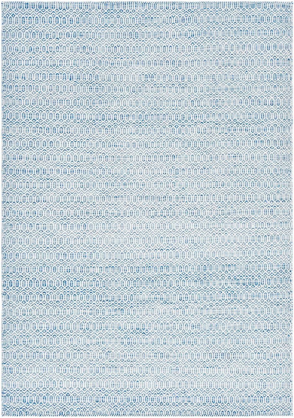 Cloud Blue Geometric Wool Flatweave Rug 6' x 9'