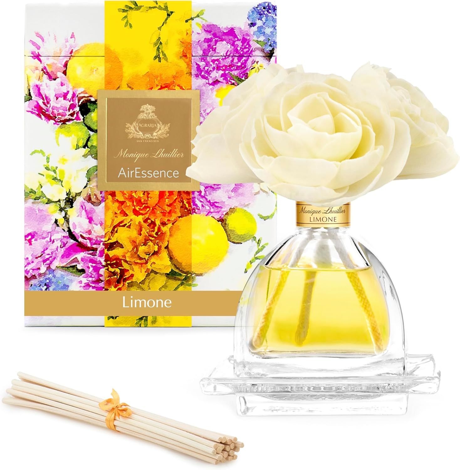 Limone Scented Botanical Oil Reed Diffuser with Handcrafted Sola Flower, 1.7 oz