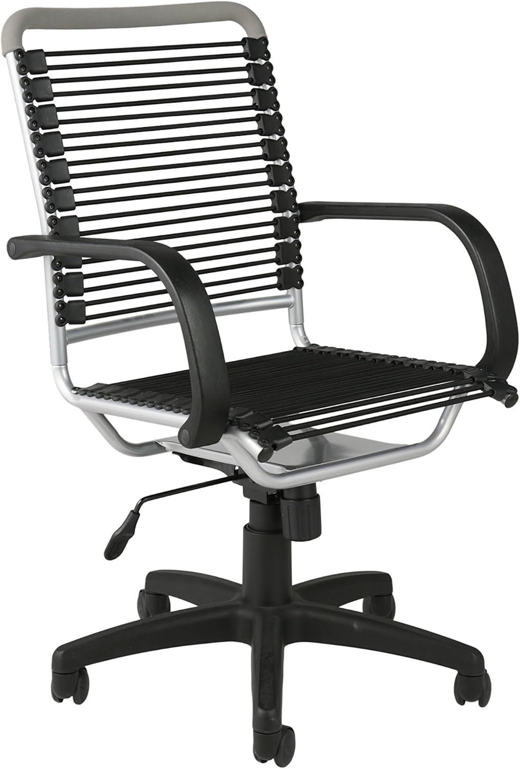 Black Aluminum High Back Swivel Bungee Office Chair