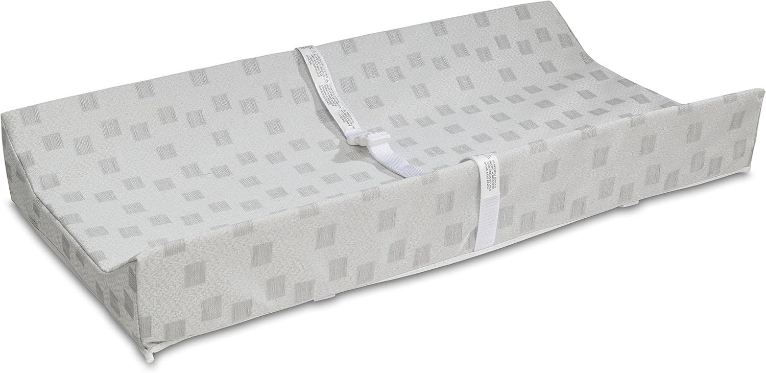 White Waterproof Contoured Baby Changing Pad with Safety Belt