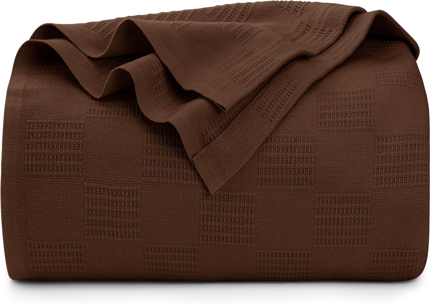 Twin Size Brown Cotton Dobby Weave Throw Blanket