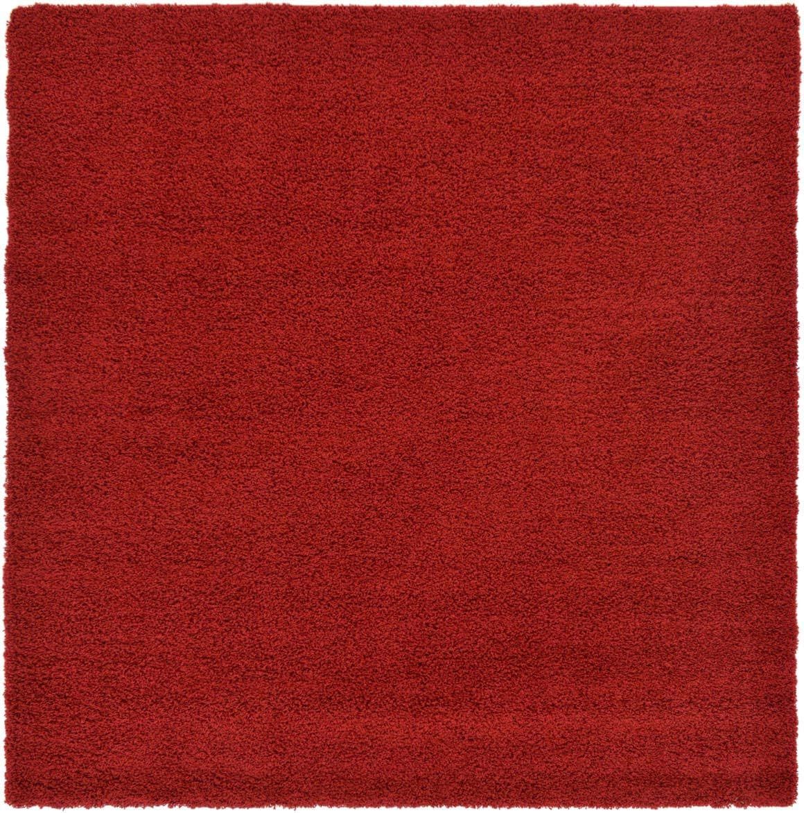 Ruby Red Square Shag Synthetic Area Rug