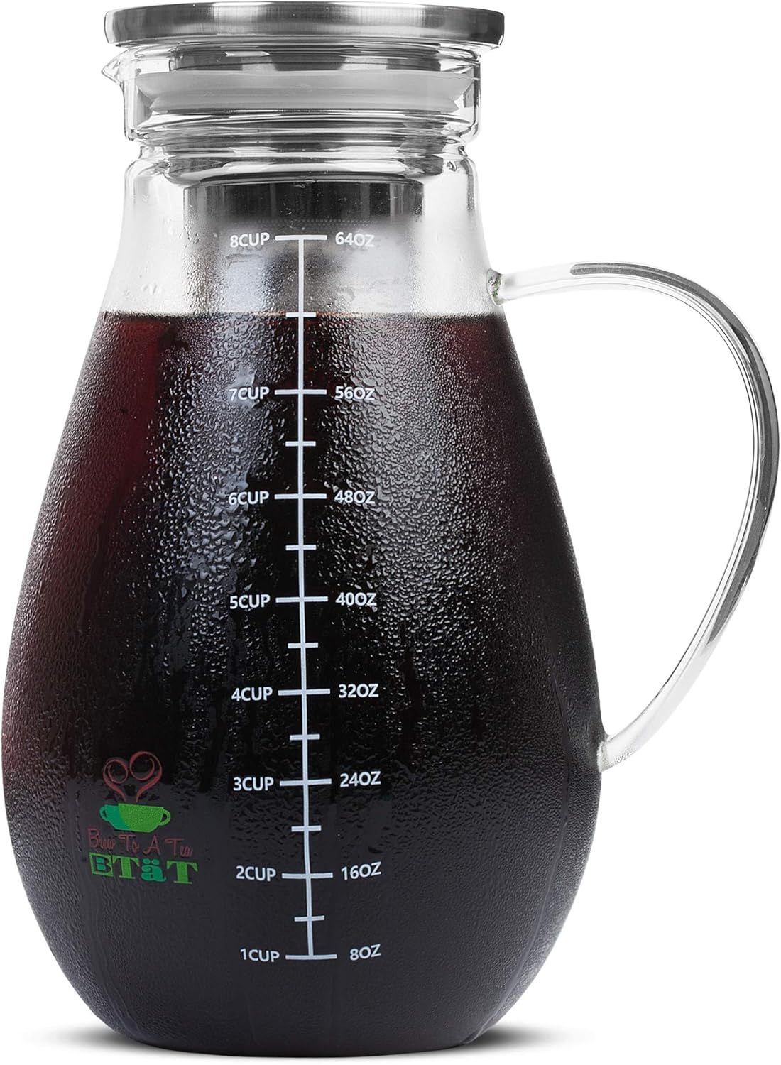 2-Liter Glass Cold Brew Coffee Maker with Stainless Steel Filter