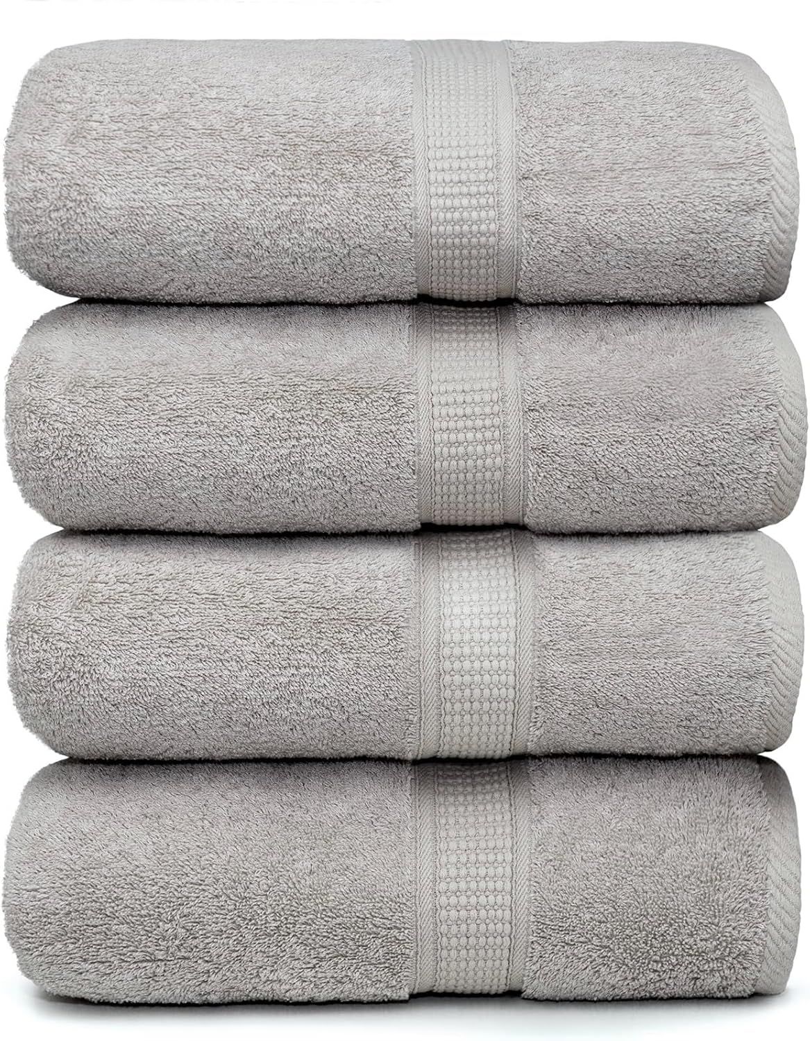 Platinum Gray 4-Piece Large Cotton Bath Towel Set