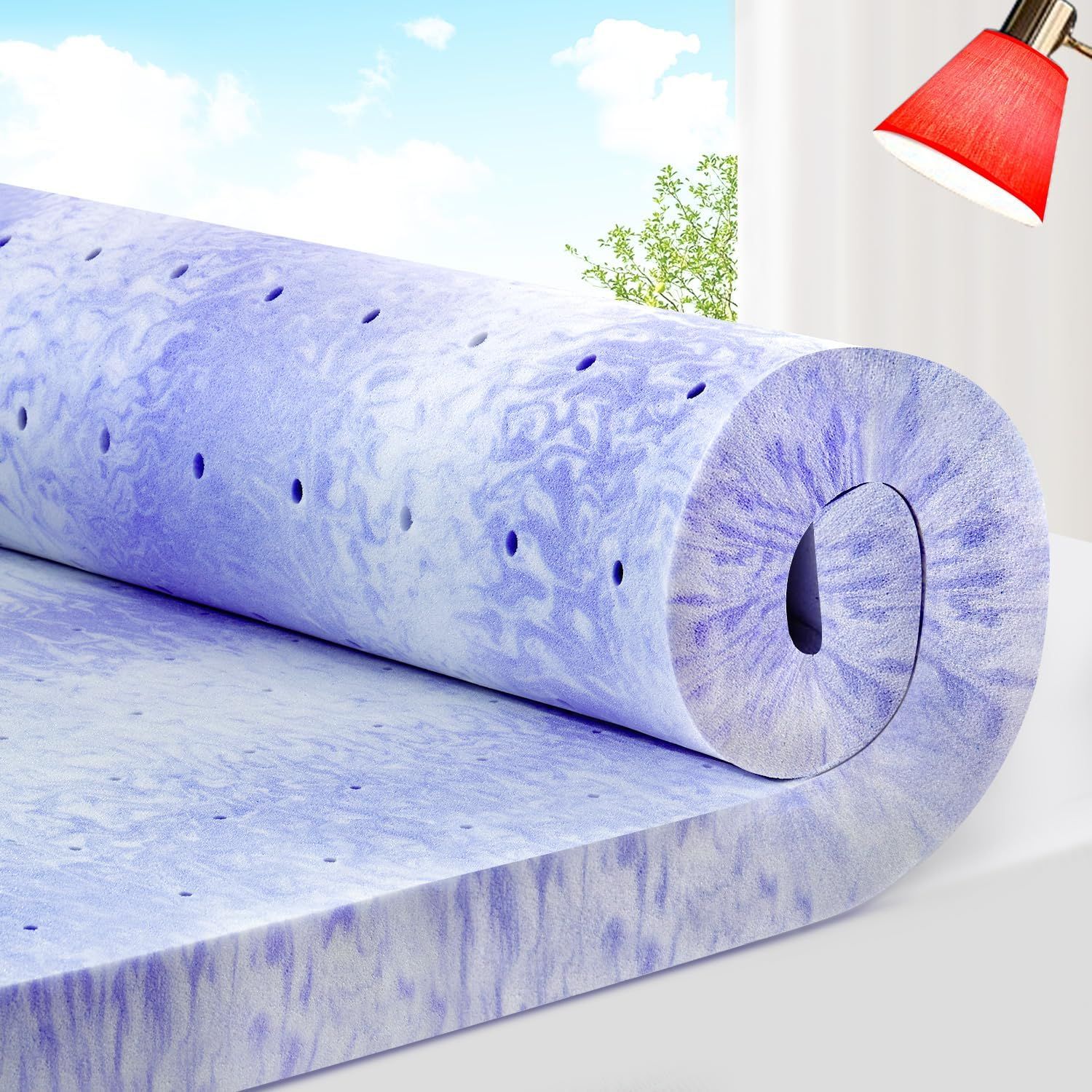 Full Size Blue Gel Memory Foam Mattress Topper