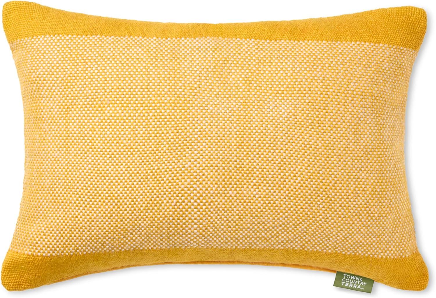 Yellow and Ivory Recycled Material Indoor/Outdoor Pillow