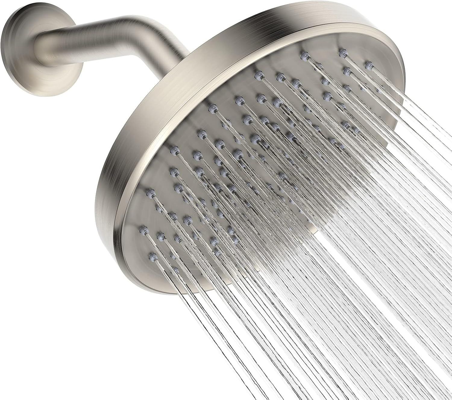 Brushed Nickel High Pressure Rain Shower Head with Arm