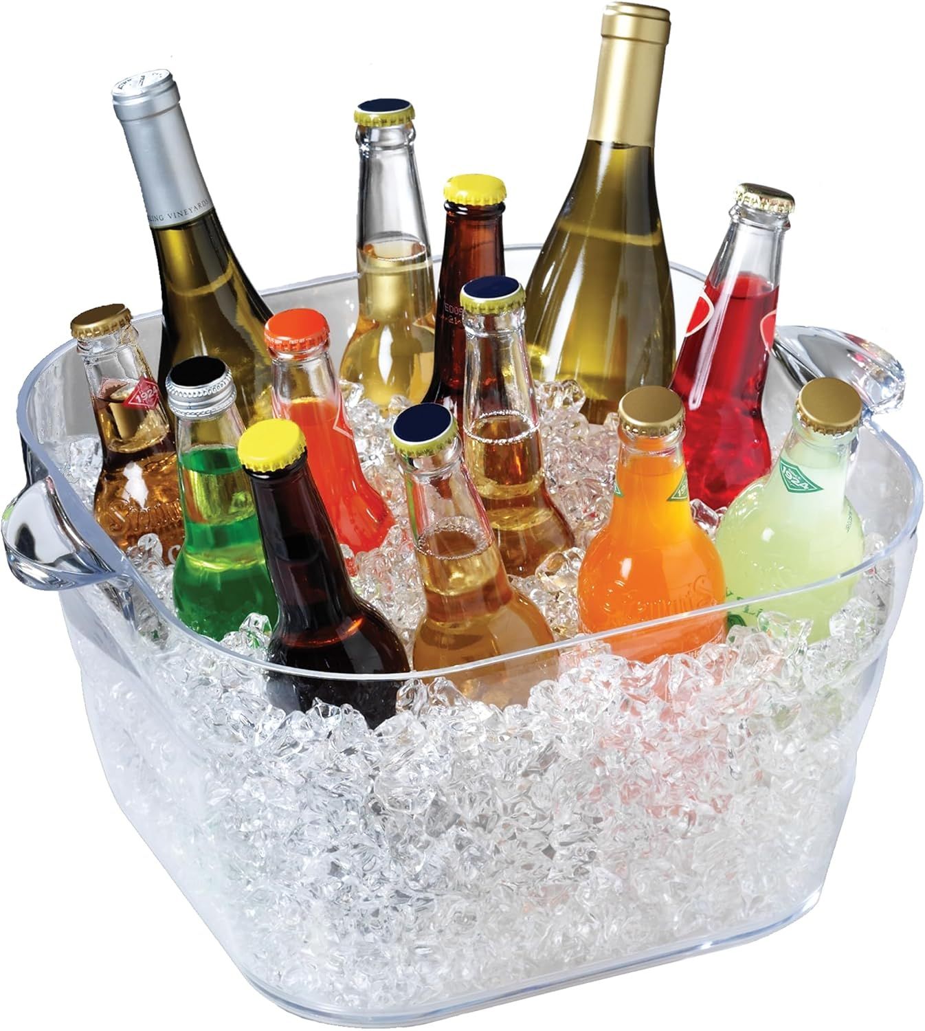 Clear Square Party Beverage Tub with Handles