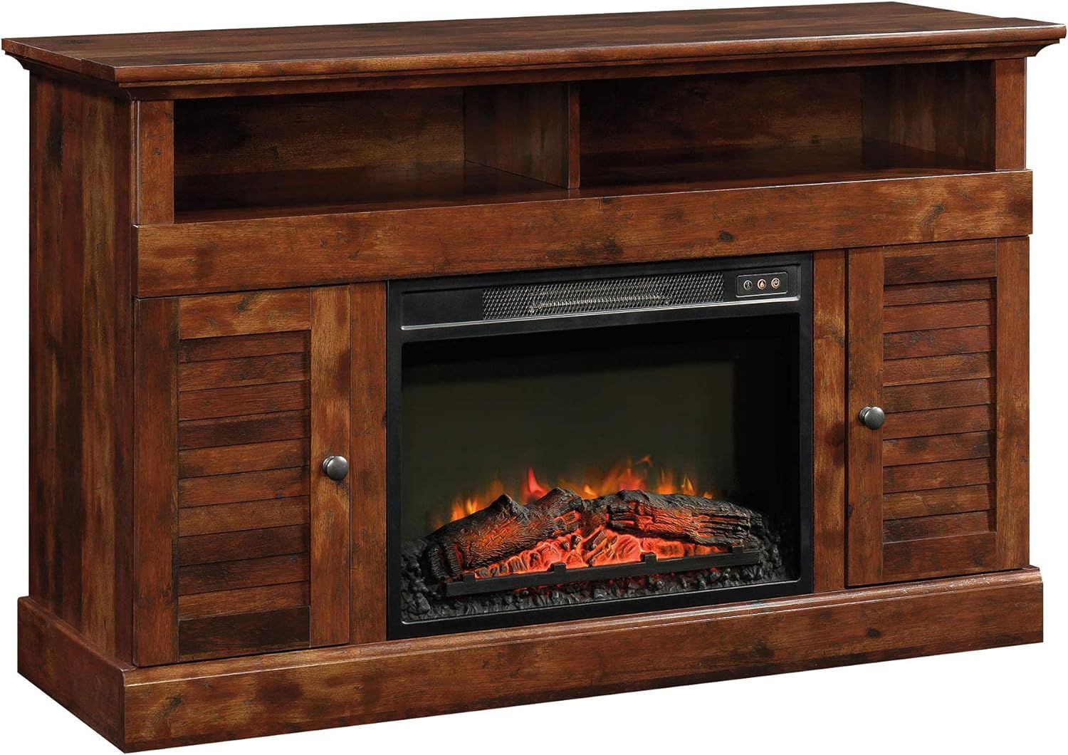 Curado Cherry 57" Engineered Wood Fireplace TV Stand with Cabinet