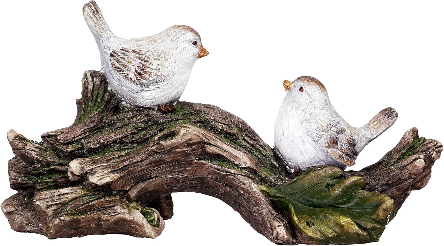 Multicolored 11" Birds on Wood Branch Garden Statue