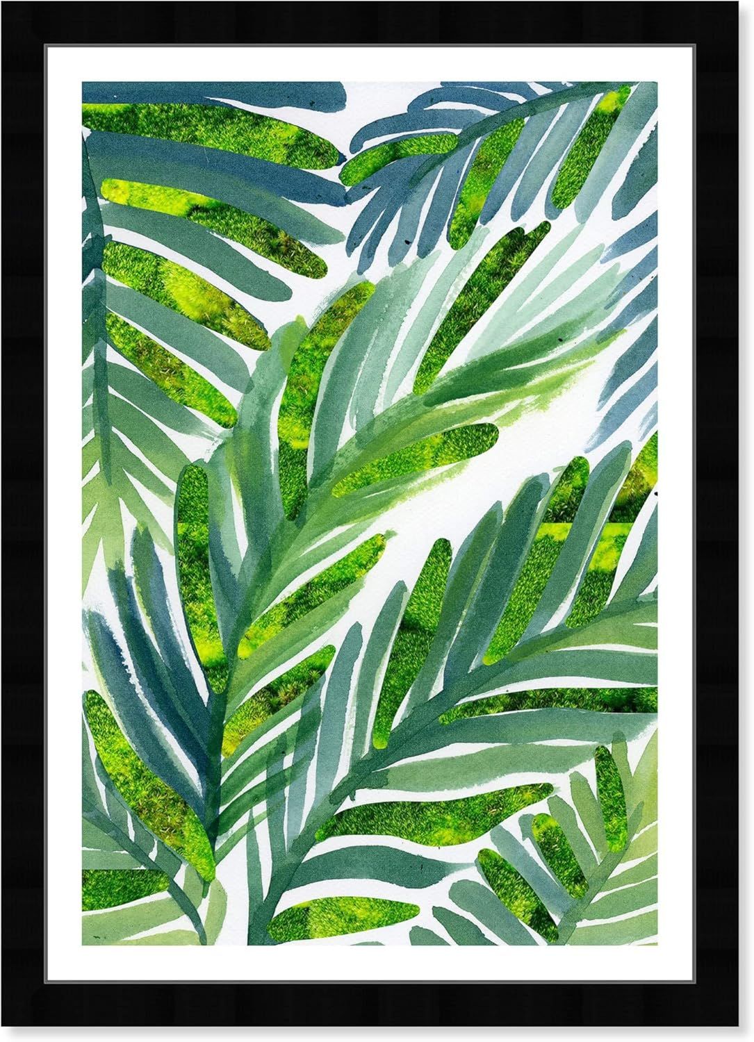 Tropical Green and Blue Botanical Framed Wall Art Print