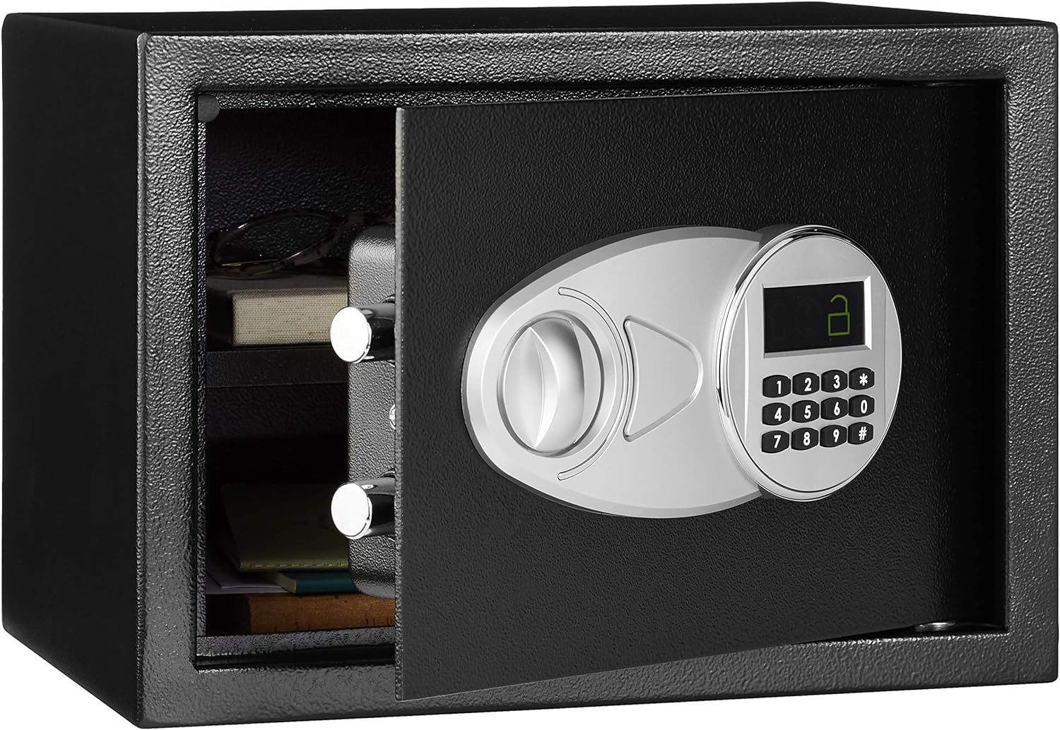 Black Steel Security Safe with Electronic Keypad, 14 Liters