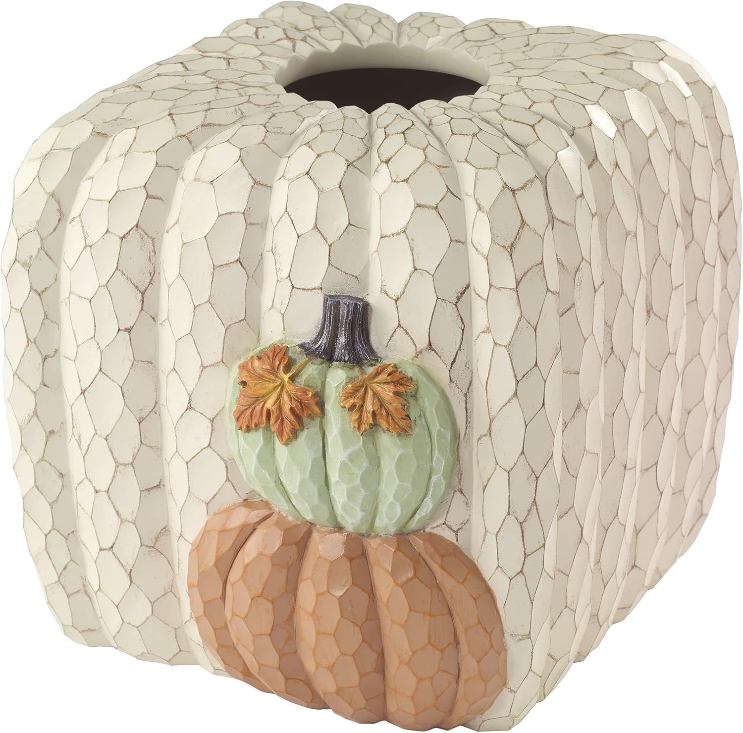 Rustic Off-White Resin Pumpkin Tissue Holder