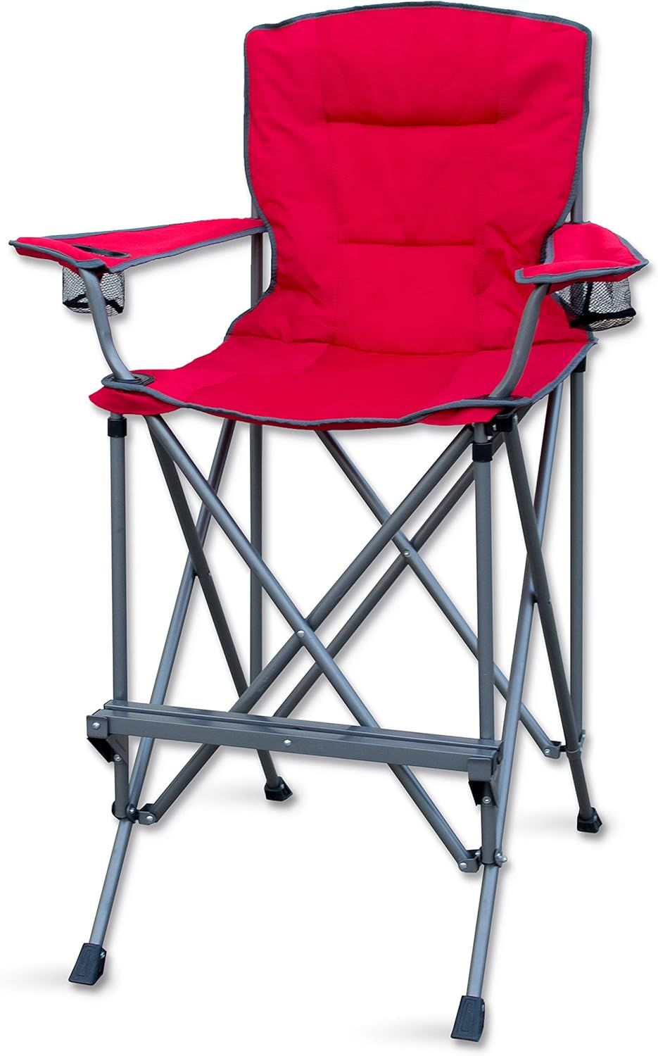 Extra Tall Red Steel Folding Director Chair with Footrest