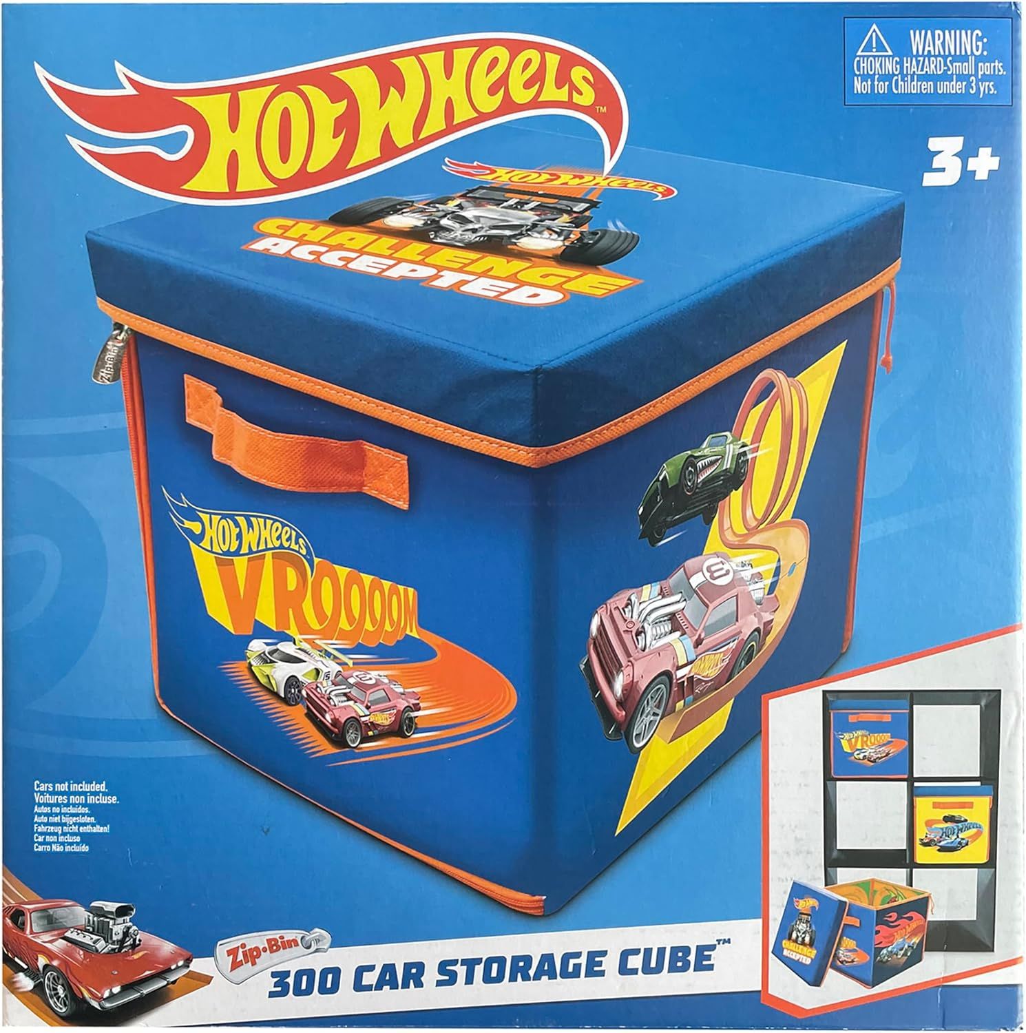 Hot Wheels Blue and Orange ZipBin 300 Car Storage Cube