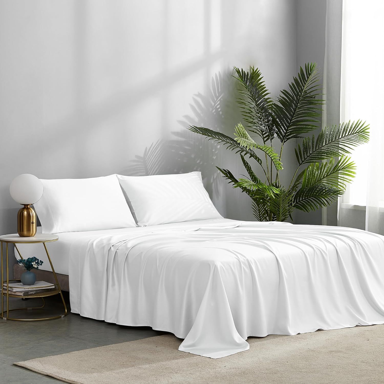 White Bamboo Deep Pocket King Sheet Set