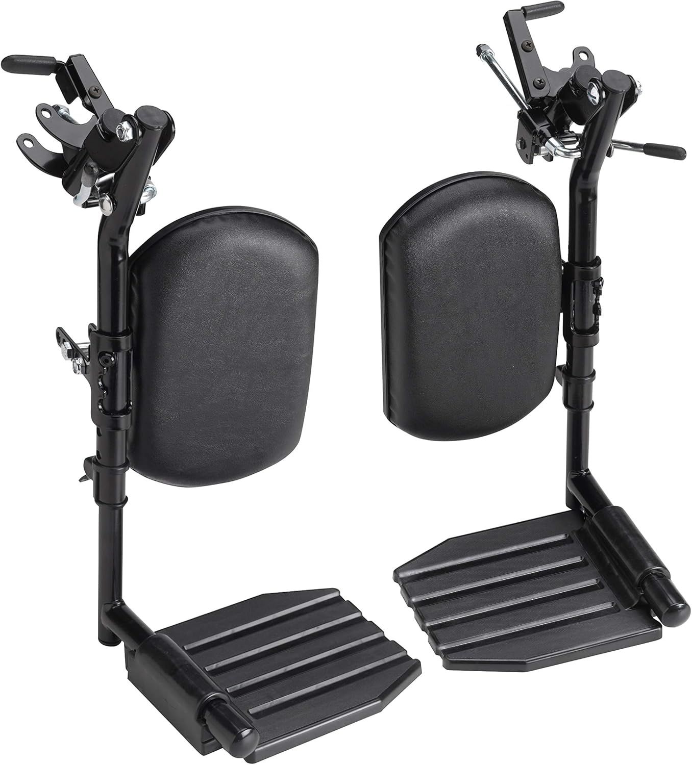 Black Adjustable Wheelchair Legrests with Padded Calf Pads