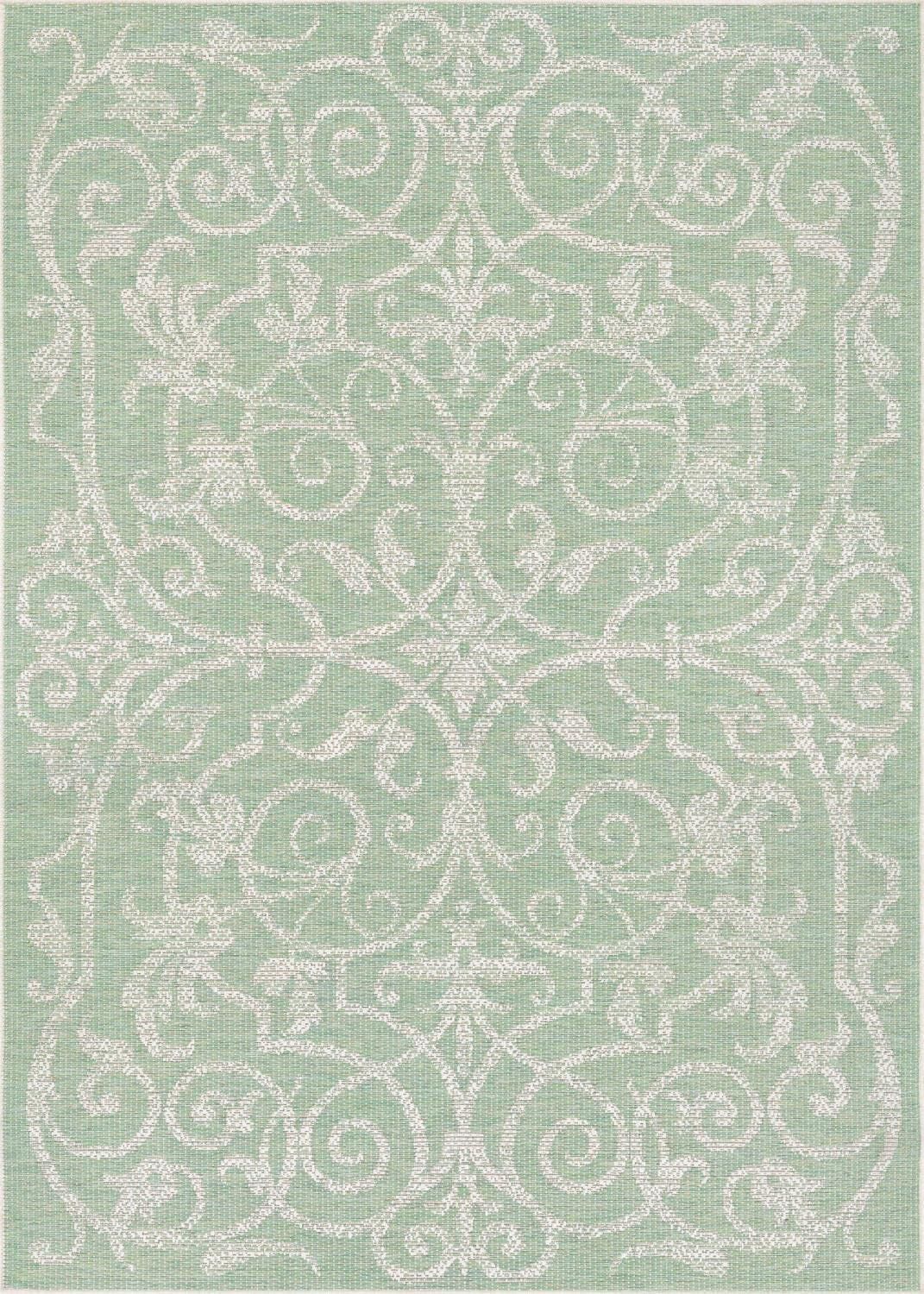 Monaco Ivory & Light Green Geometric Flatweave Area Rug, 2' x 3'7"