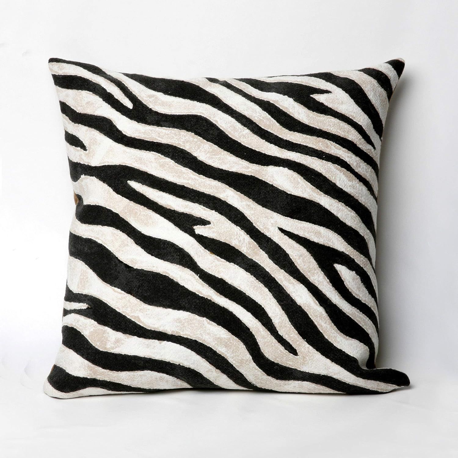 Zebra Print Black and Beige 20" Square Polyester Pillow