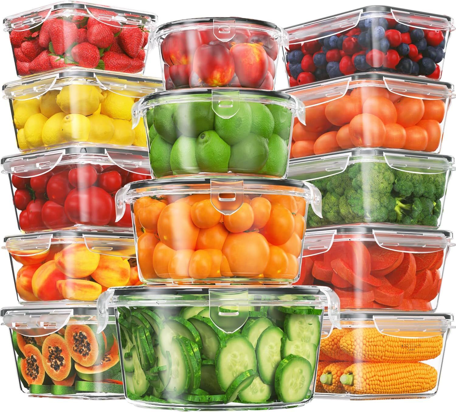 28-Piece Clear Plastic Food Storage Container Set with Lids