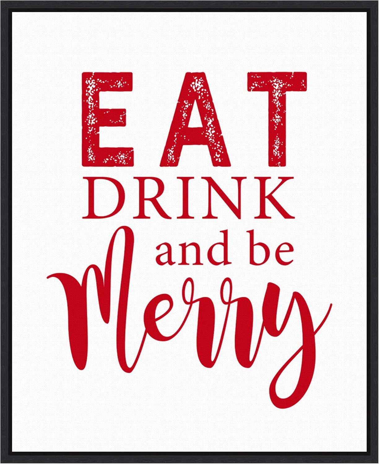 Eat Drink and Be Merry Red Framed Canvas Wall Art