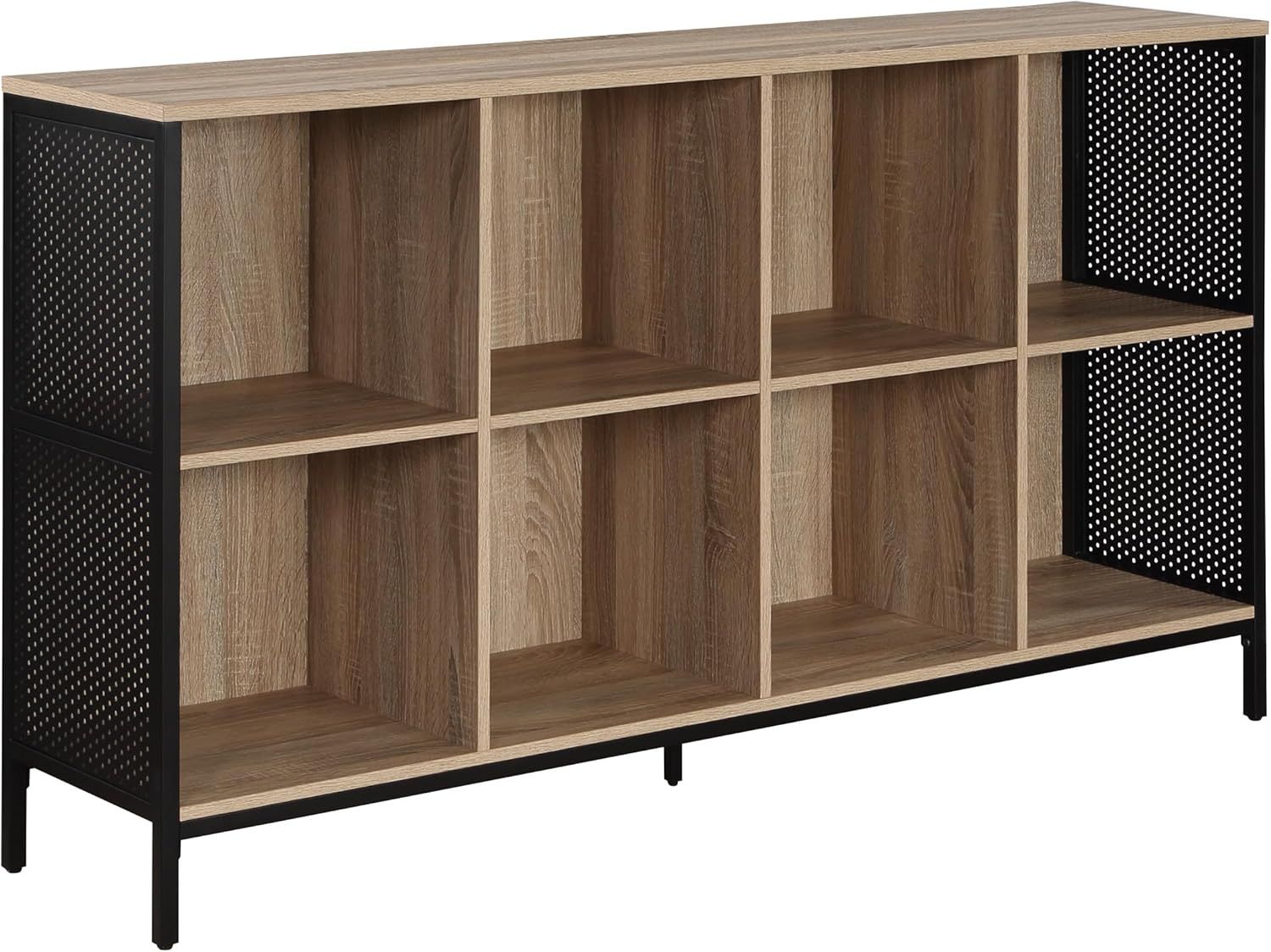 River Oak 8-Cube Storage Bookcase with Metal Frame