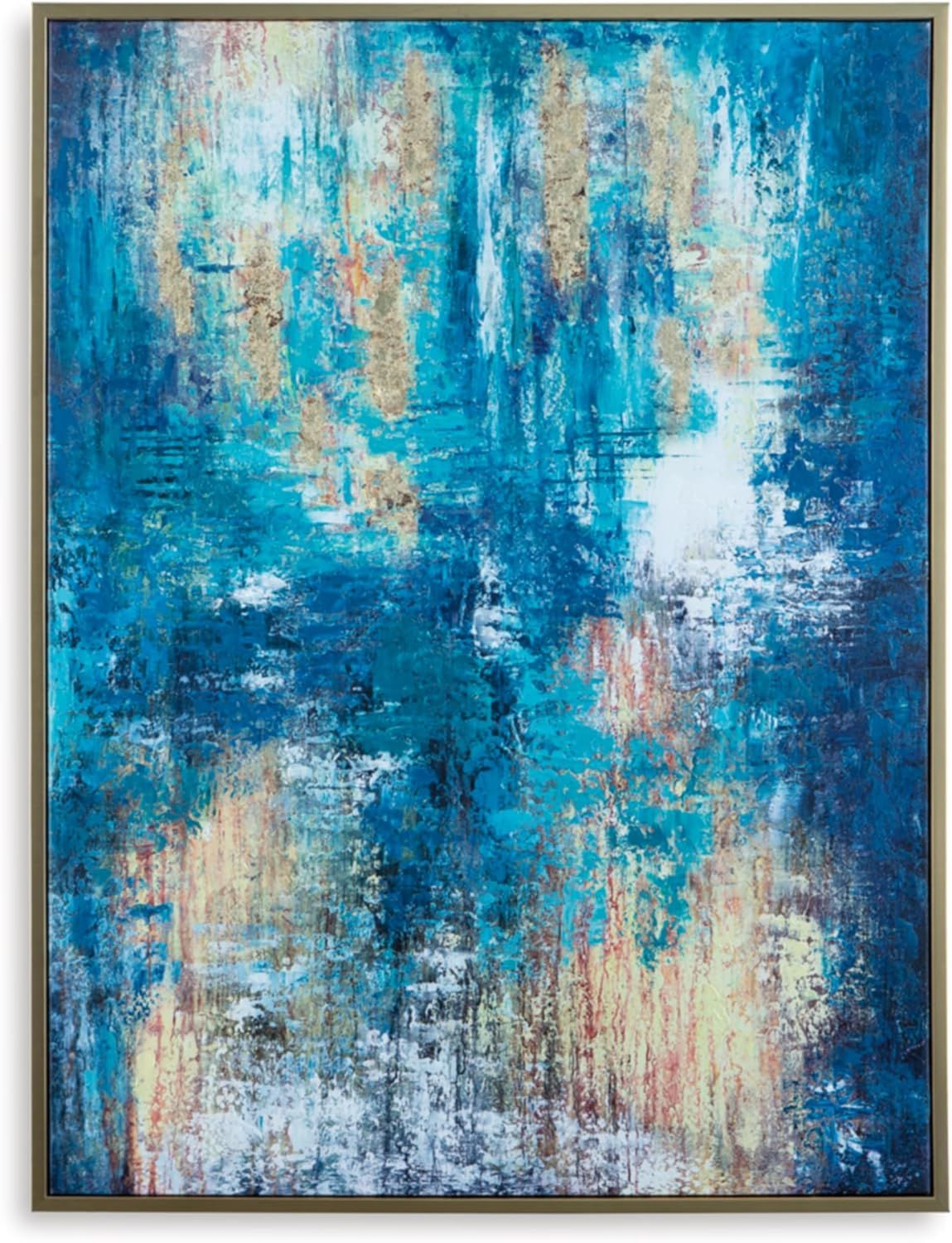 Scarlite 35" Abstract Canvas Wall Art with Gold Accents