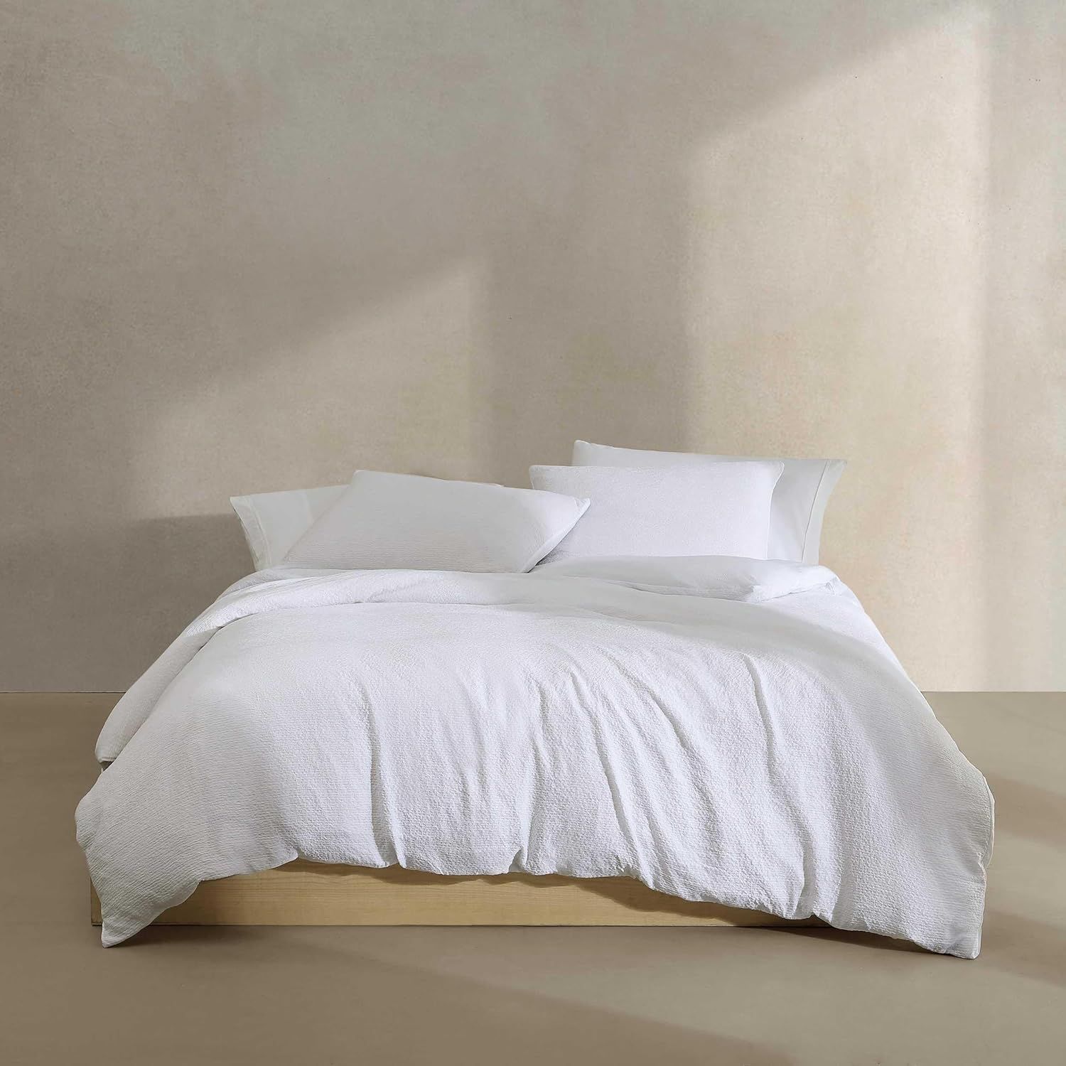 White Organic Microfiber Queen Comforter Set with Shams